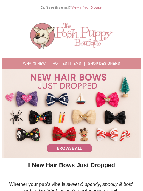 poshpuppyboutique newsletter: 🎀 Bow Down! New Hair Bows Just Landed