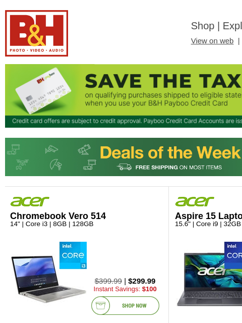 bhphotovideo newsletter: 💰 New Deals on Apple, Acer, BenQ, Godox, Peak Des...