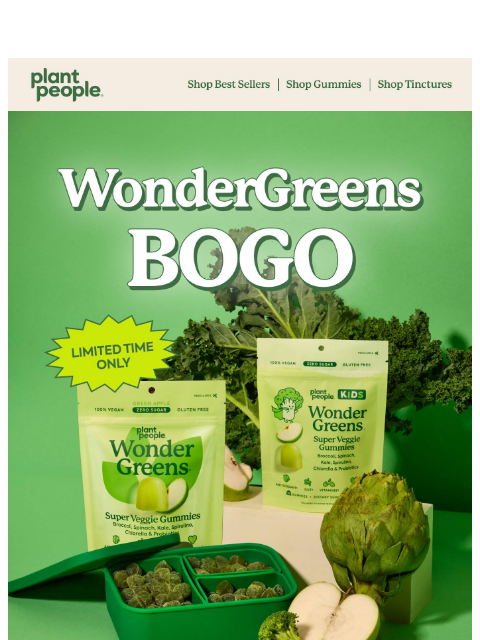 plantpeople newsletter: WonderGreens BOGO! 🦖