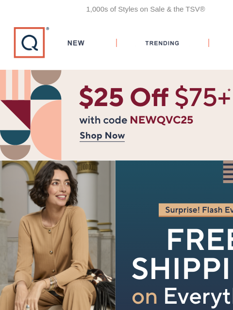 qvcemail newsletter: Flash! Free Shipping thru Tonight