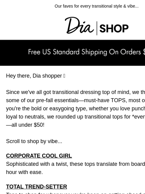 dia newsletter: Trending Tops Under $50 (!!)​