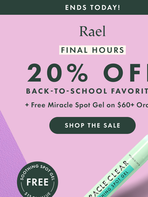 getrael newsletter: Final Hours: 20% Off Back‑to‑School Essentials + F...