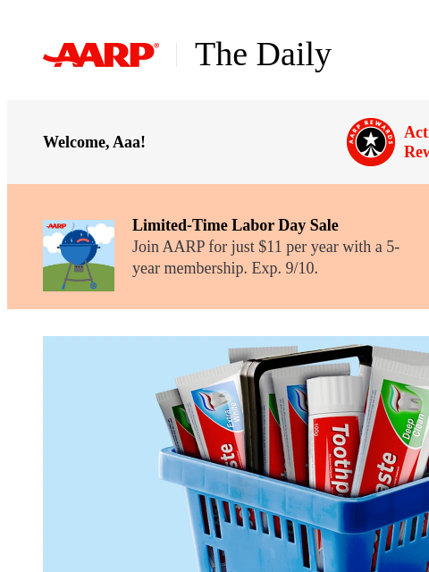 aarp newsletter: The Daily — 10 Products to Buy in Bulk