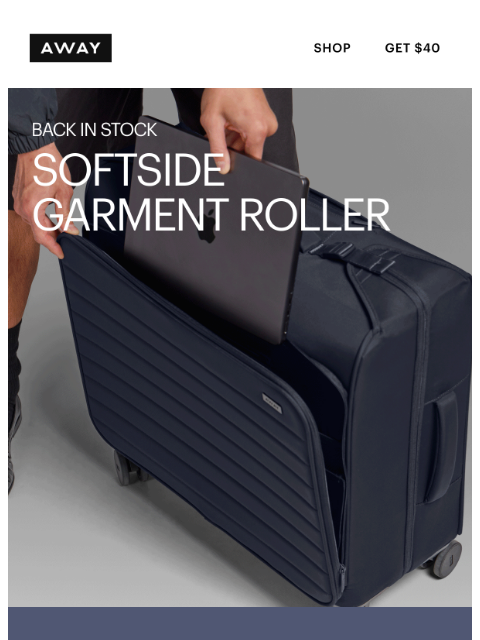 awaytravel newsletter: BACK IN STOCK: Softside Garment Roller