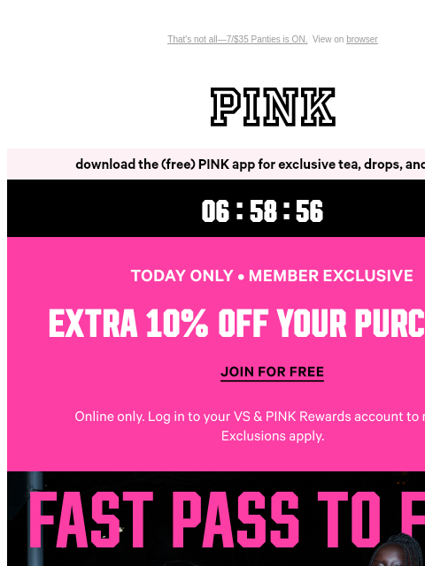 vspink newsletter: 40% Off + Extra 10% Off for Members