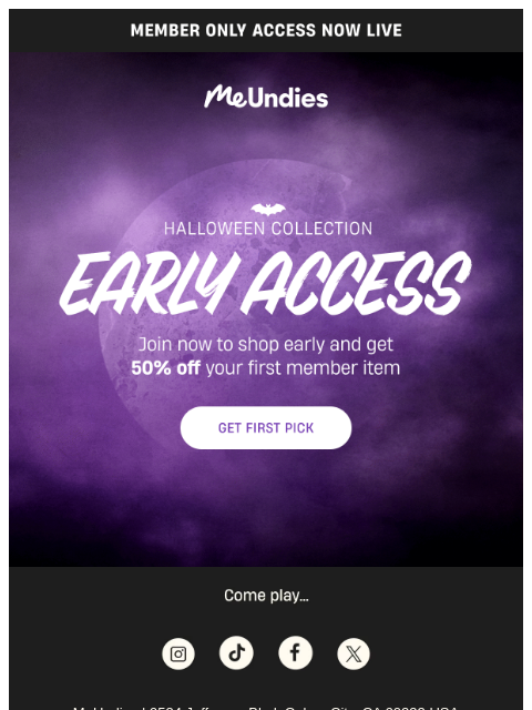 meundies newsletter: Want early access to Halloween? 👻