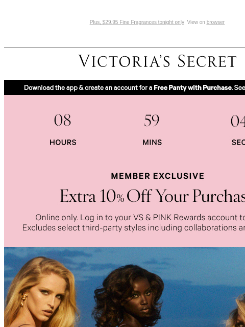 victoriassecret newsletter: Final Hours: 40% Off + Extra 10% Off for Members