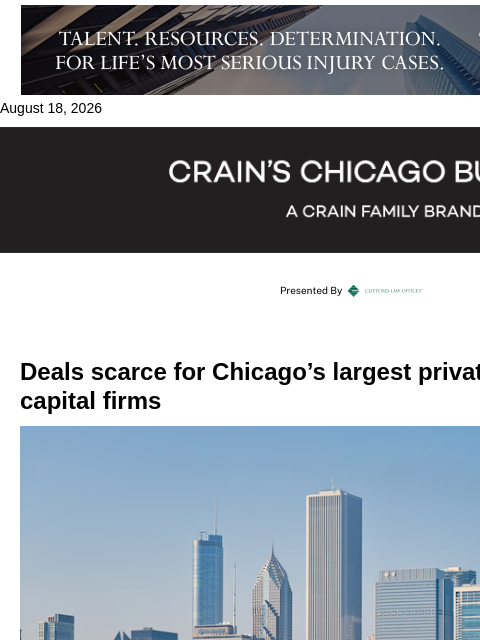 crainalerts newsletter: Largest private equity and venture capital firms
