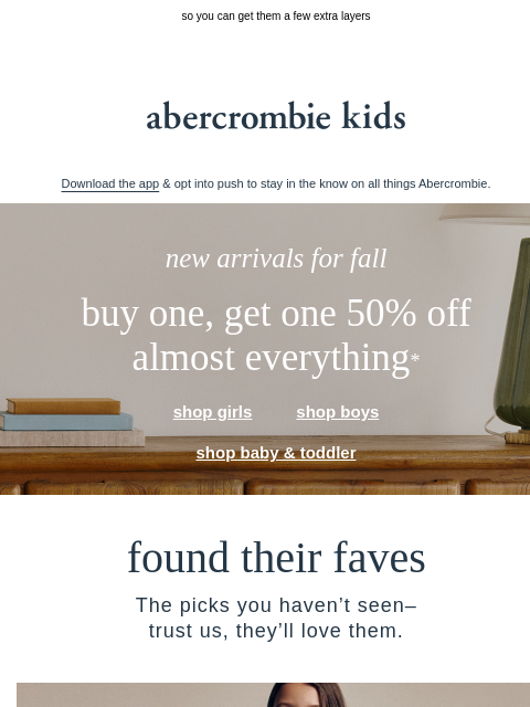 abercrombie newsletter: BOGO 50% off almost everything*