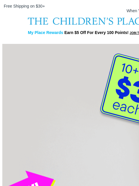 childrensplace newsletter: Tees for Every Personality: 10+ at $3 each!