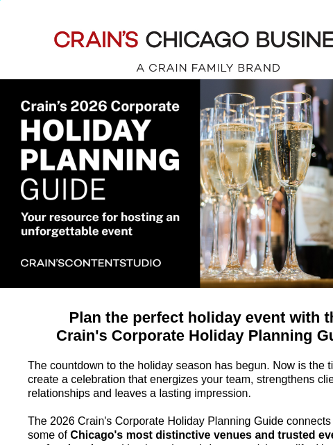 craincontentstudio newsletter: Ready to plan your best holiday event yet?