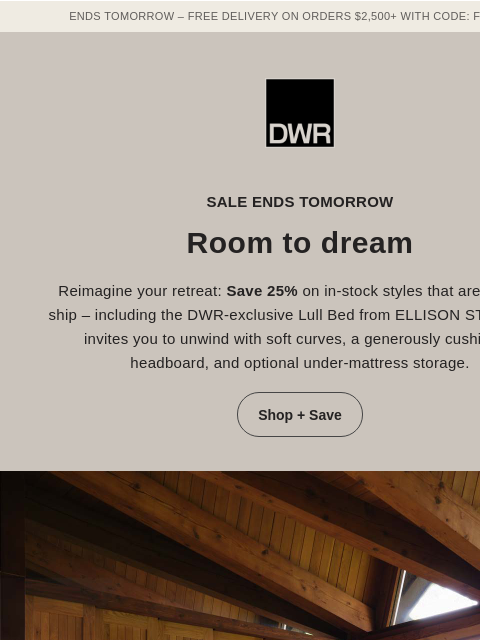 dwr newsletter: 25% off in-stock ends tomorrow