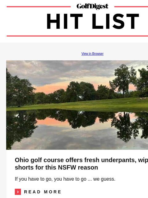 Hideki Matsuyama got so excited when Chick-Fil-A came up in his victory presser, he started speaking English GolfDigest View in Browser Ohio golf Ohio golf course offers fresh underpants, wipes and