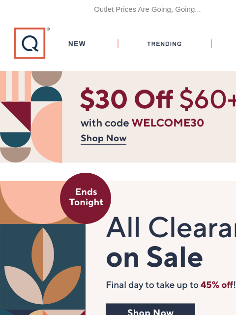 qvcemail newsletter: Don't Miss Up to 45% Off Clearance!