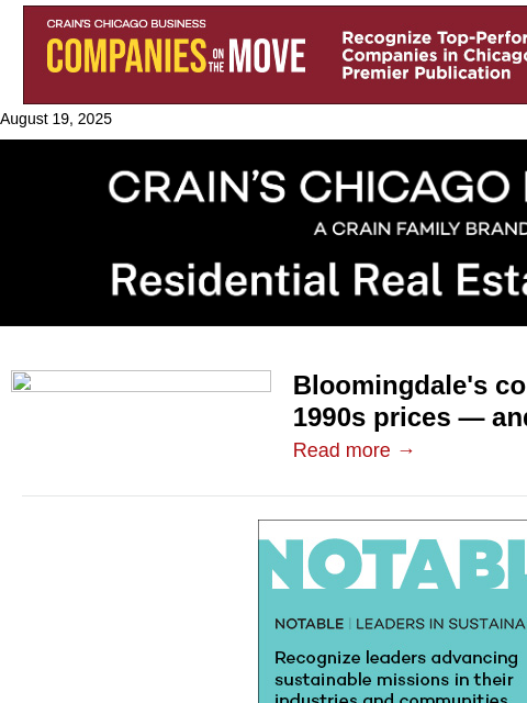 crainalerts newsletter: Bloomingdale's condos sell at 1990s prices