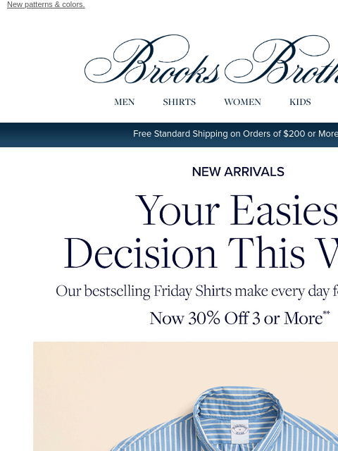 brooksbrothers newsletter: New Friday shirt alert: 30% off 3 or more!