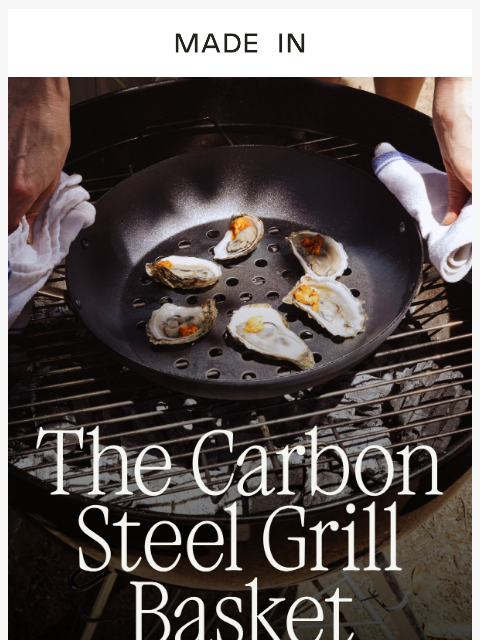 madeincookware newsletter: Just Arrived: The Carbon Steel Grill Basket