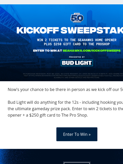 seahawksemail newsletter: Enter to win the ultimate gameday prize pack!