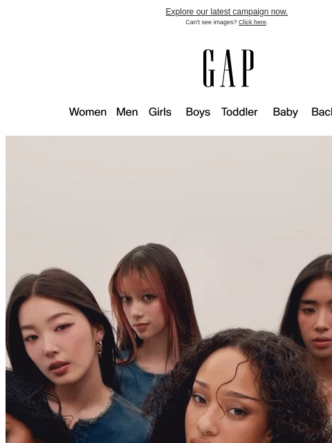 gap newsletter: Better in Denim. Feat. KATSEYE