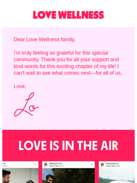 lovewellness newsletter: Just here to say: thank you 💗