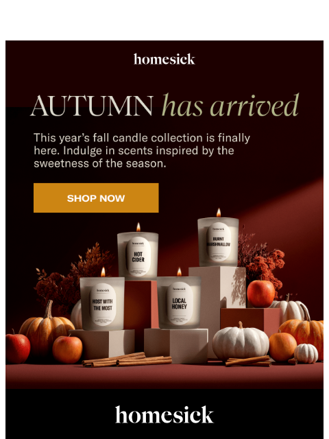 homesick newsletter: The Fall 2025 Candle Collection