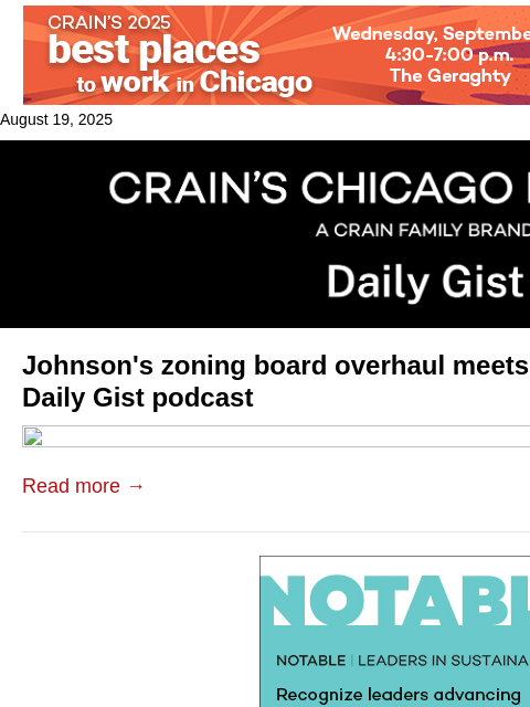 crainalerts newsletter: Johnson's zoning board overhaul meets resistance: ...