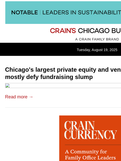 crainalerts newsletter: Largest private equity, venture capital firms