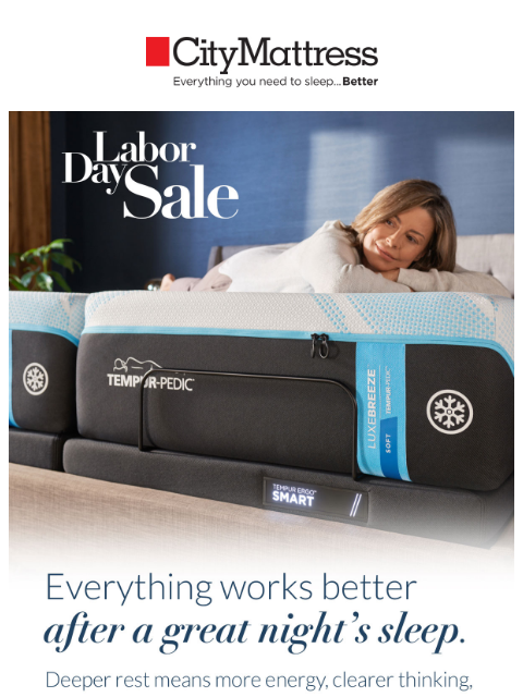 citymattress newsletter: Labor Day Savings Start Now — Save Up to $1,000