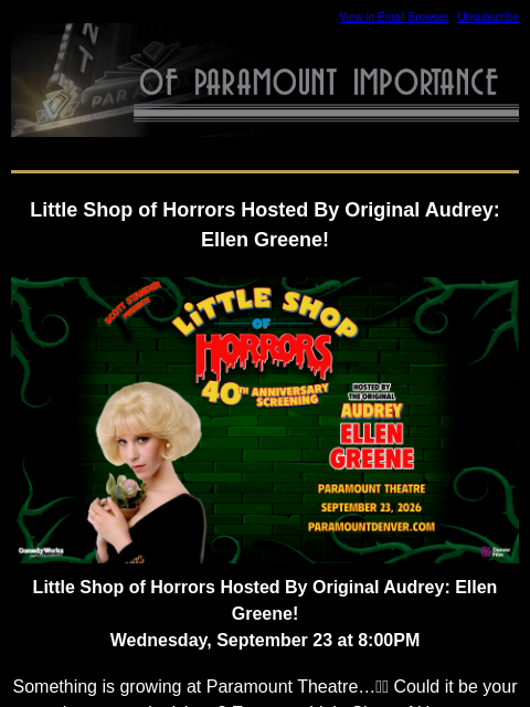 kroenkeentertainment newsletter: Enter To Win: Little Shop of Horror tickets!