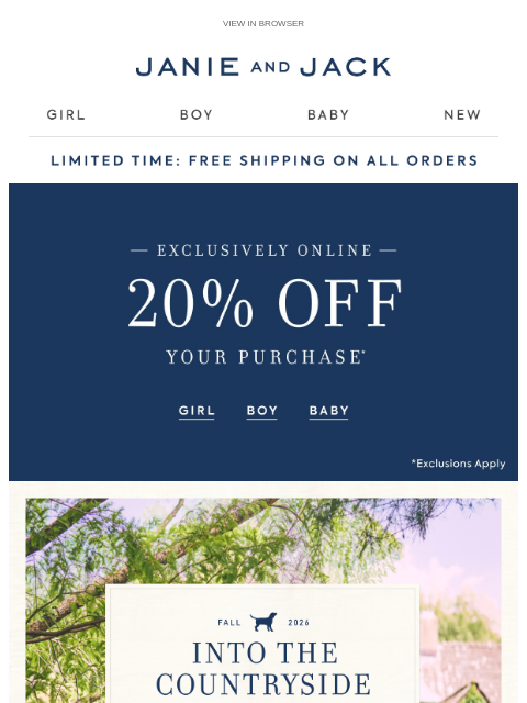 janieandjack newsletter: Our new collection + 20% off sitewide