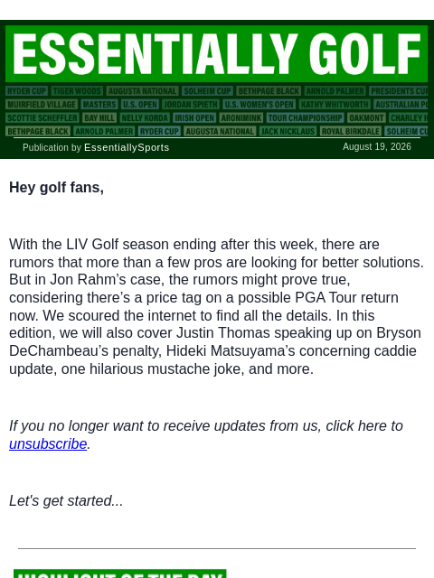 newsbreakexpress newsletter: Last of Jon Rahm on LIV