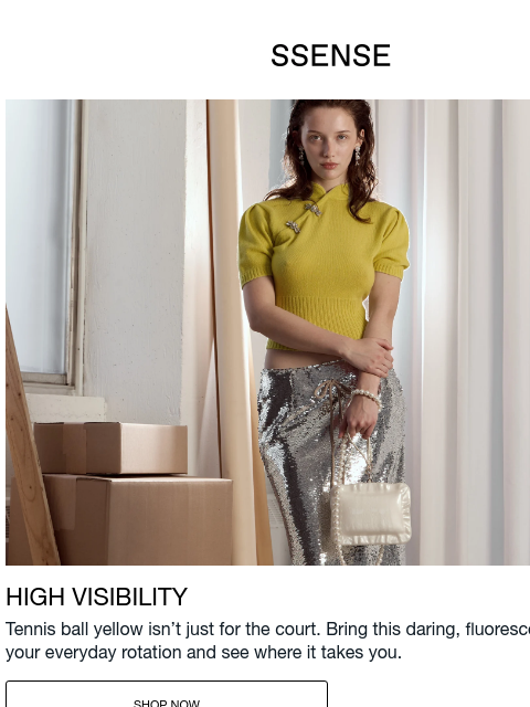 ssense newsletter: Tennis Ball Yellow is a Serve