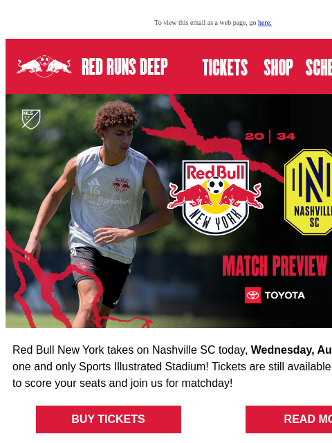 newyorkredbulls newsletter: Matchday is Here! RBNY vs. Nashville SC 🏟️