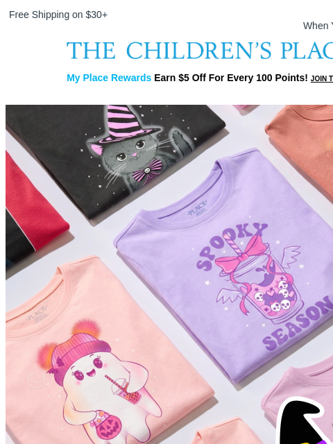 childrensplace newsletter: Halloween Tees Are Here: 5+ for $5 each 🎃👻