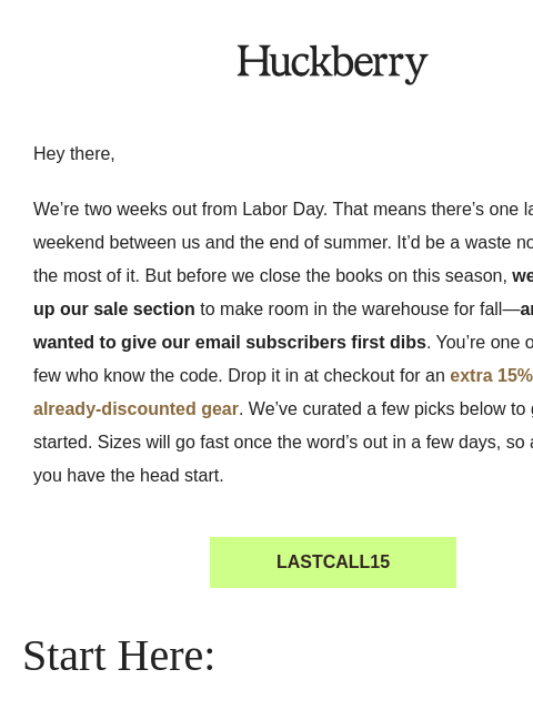 huckberry newsletter: This Sale Stays Between Us (For Now)