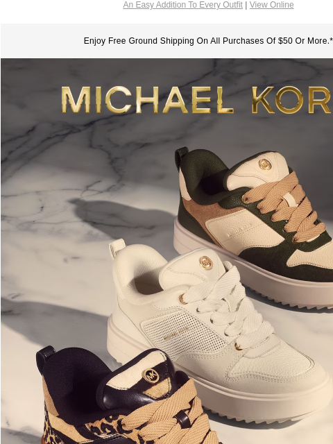 An Easy Addition To Every Outfit | View Online Enjoy Free Ground Shipping On All Purchases Of $50 Or More.* MICHAEL KORS WORK THE RUMI With mixed prints and tons of texture, the Rumi sneaker is a