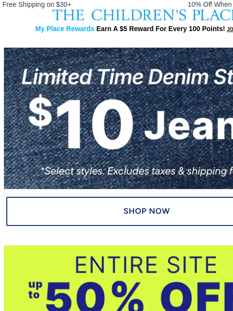 childrensplace newsletter: ⚡FLASH SALE⚡Shop $10 jeans now!!