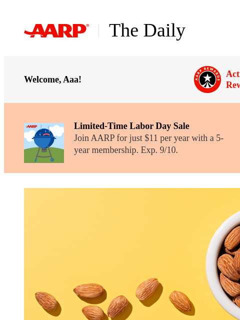 aarp newsletter: The Daily — 7 Nuts and Seeds That Can Give Your Br...