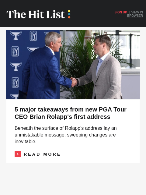 golfdigest newsletter: Our favorite bets for East Lake