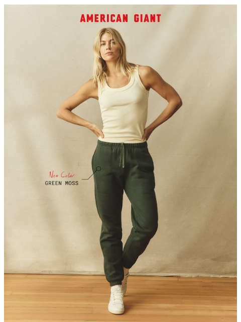american-giant newsletter: The Classic Sweatpant, in a new seasonal shade