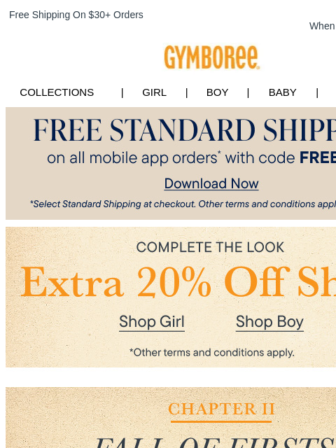 gymboree newsletter: New Fall Styles Have Arrived + 20% Off Shoes for a...