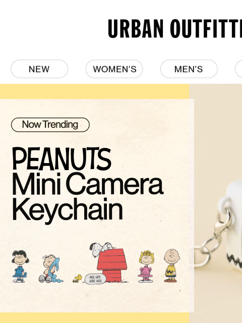 urbanoutfitters newsletter: Now Trending: Peanuts Mini Camera Keychain 📷