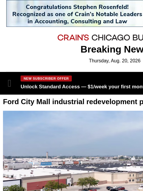 crainalerts newsletter: Ford City Mall revamp wins key approval
