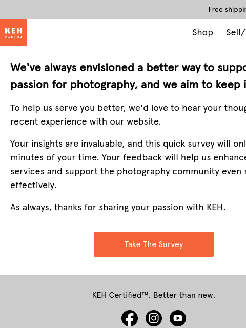 keh newsletter: Have a minute to share your thoughts?