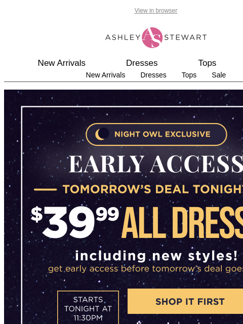 ashleystewart newsletter: 🦉Night Owl — $39.99 ALL dresses