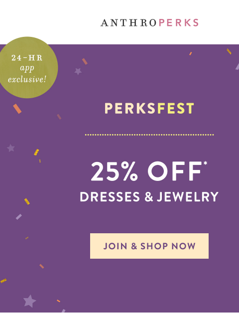 anthropologie newsletter: Dresses & jewelry at 25% OFF