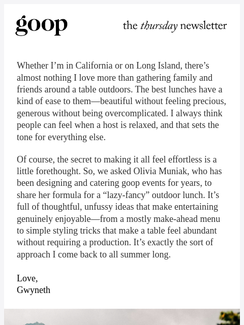 goop newsletter: the Thursday newsletter