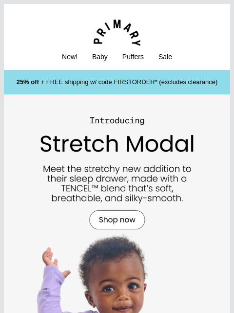 primary newsletter: Introducing Stretch Modal PJs for Baby & Kids