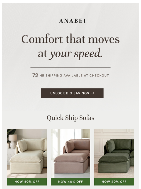anabei newsletter: Quick Ship = Quick Upgrade 🛋️