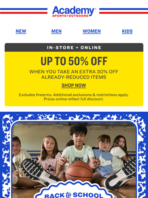 academy newsletter: SAVE up to 50% on Clearance❗️